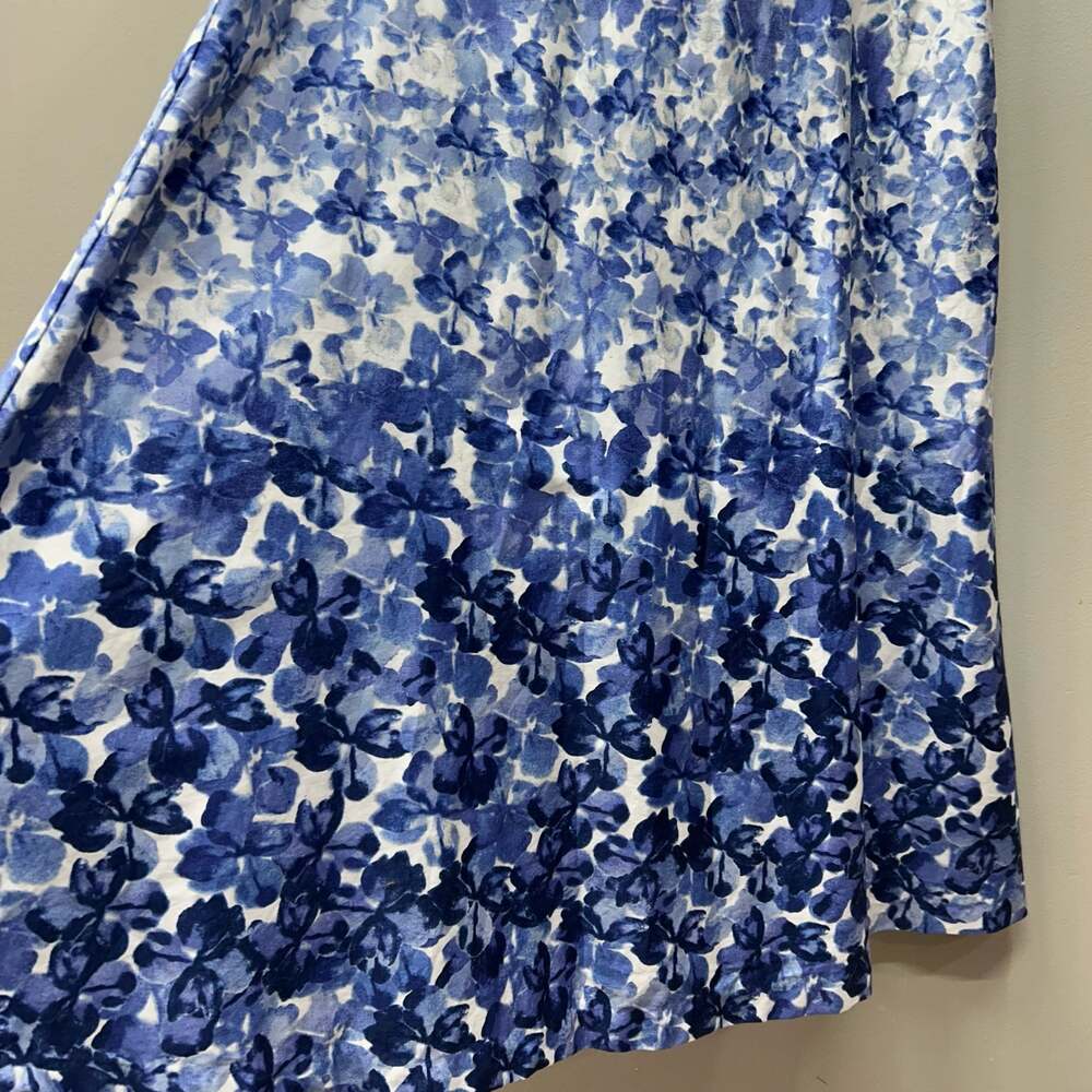 Talbots Blue Floral Watercolor Cotton Sleeveless Fit & Flare Dress - Picture 5 of 13